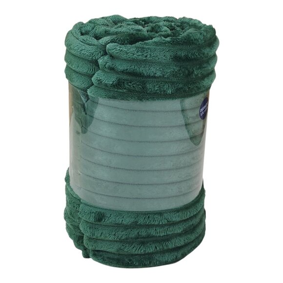 The Big One Oversized Plush Throw Blanket 5 Ft x 6 Ft Green Textured - Picture 4 of 11